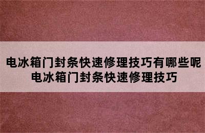 电冰箱门封条快速修理技巧有哪些呢 电冰箱门封条快速修理技巧